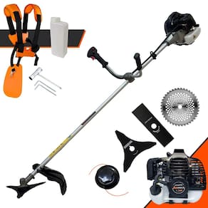 Aparador de Grama Completo Anmax CG430B À Gasolina 2 Tempos 43cc 12.000rpm 1,7HP de Potência Com Kit 3 Lâminas de Corte e Cabeçote de Nylon