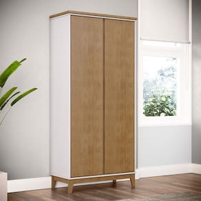 Armário Multiuso Organizador 2 Portas Linha Prata Madeira Maciça e MDF 2812BFN Off White Freijó Finestra