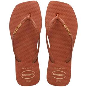 Chinelo Havaianas Slim Square Logo Pop Up Feminino - Marrom