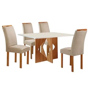Conjunto Mesa de Jantar Milão 120x80 Tampo de Vidro Com 4 Cadeiras Londres - Cel Móveis - TEC 169