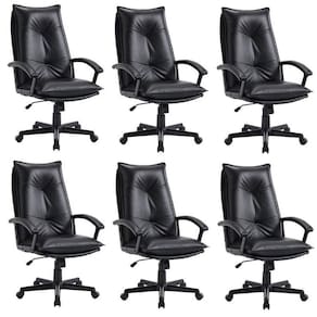 Kit 6 Cadeiras para Escritório Denver Courino Preto