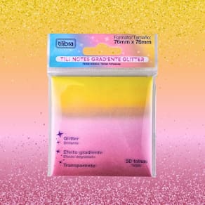 Bloco Tili Notes Gradiente Glitter Notas Adesivas 50 Folhas Tilibra | Brilhante | Transparente | Anotações