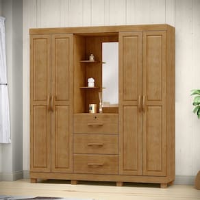 Guarda Roupa Capela 4 Portas 3 Gavetas em Madeira Maciça Linha Bronze 1143FN Freijó Finestra