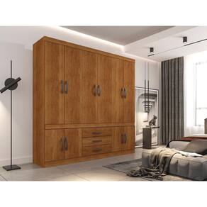Guarda Roupa Roupeiro New Parma 10 Portas 3 Gavetas Sem Espelho Cinamomo - Sallêto