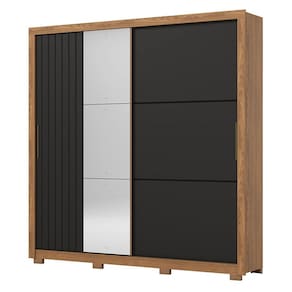 Guarda Roupa Casal Vasti 2 Portas Nature Preto HP - Henn