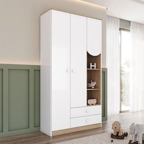 Guarda Roupa Infantil Magia Ambiente 3 Portas Branco Jequitibá HP - Henn