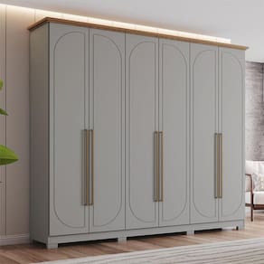 Guarda Roupa Casal Americano Prime Ambiente 6 Portas 6 Gavetas com Pés Cinza Nature - Henn
