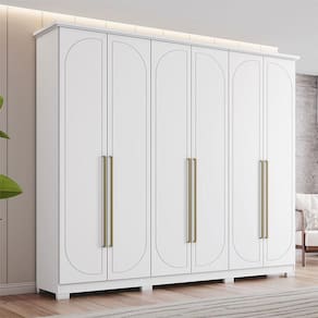Guarda Roupa Casal Americano Prime Ambiente 6 Portas 6 Gavetas com Pés Branco HP - Henn
