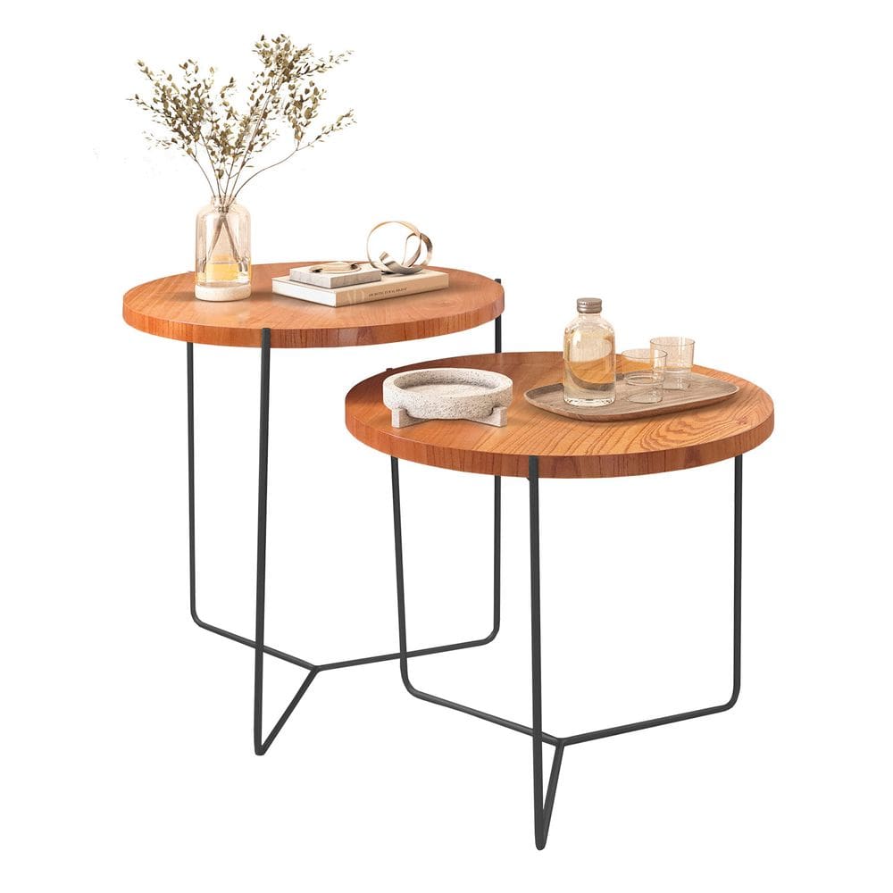 Conjunto Mesa Lateral 02 Alturas Base Metal Eva