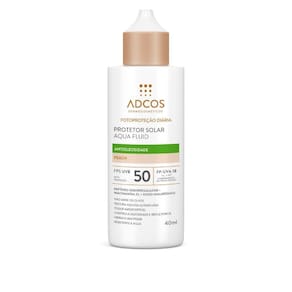 Protetor Solar Adcos Fotoproteção Diária Aqua Fluid Antioleosidade cor Peach FPS 50 com 40ml