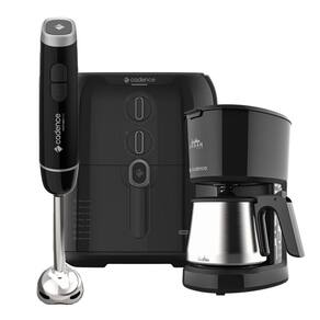 Kit Trio Black CadenceCafeteiraFritadeira 4LMixer Inox 110V