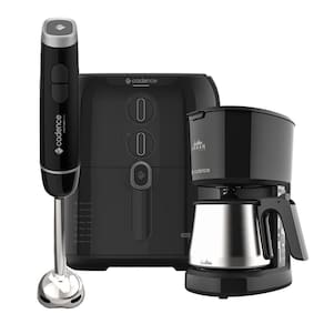 Kit Trio Black CadenceCafeteiraFritadeira 4LMixer Inox 220V