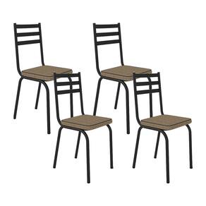 Kit Com 04 Cadeiras 118 Preta Corino Rattan Artefamol