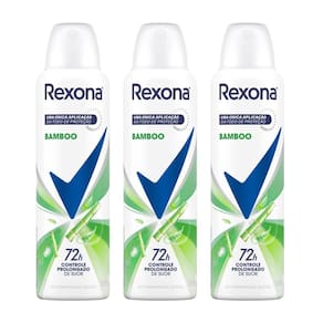 Kit 3 Desodorante Antitranspirante Aerosol Feminino Rexona Bamboo 72 horas 150ml