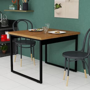 Mesa Quadrada Para Cozinha Pequena Estrutura de Ferro Preta Moderna