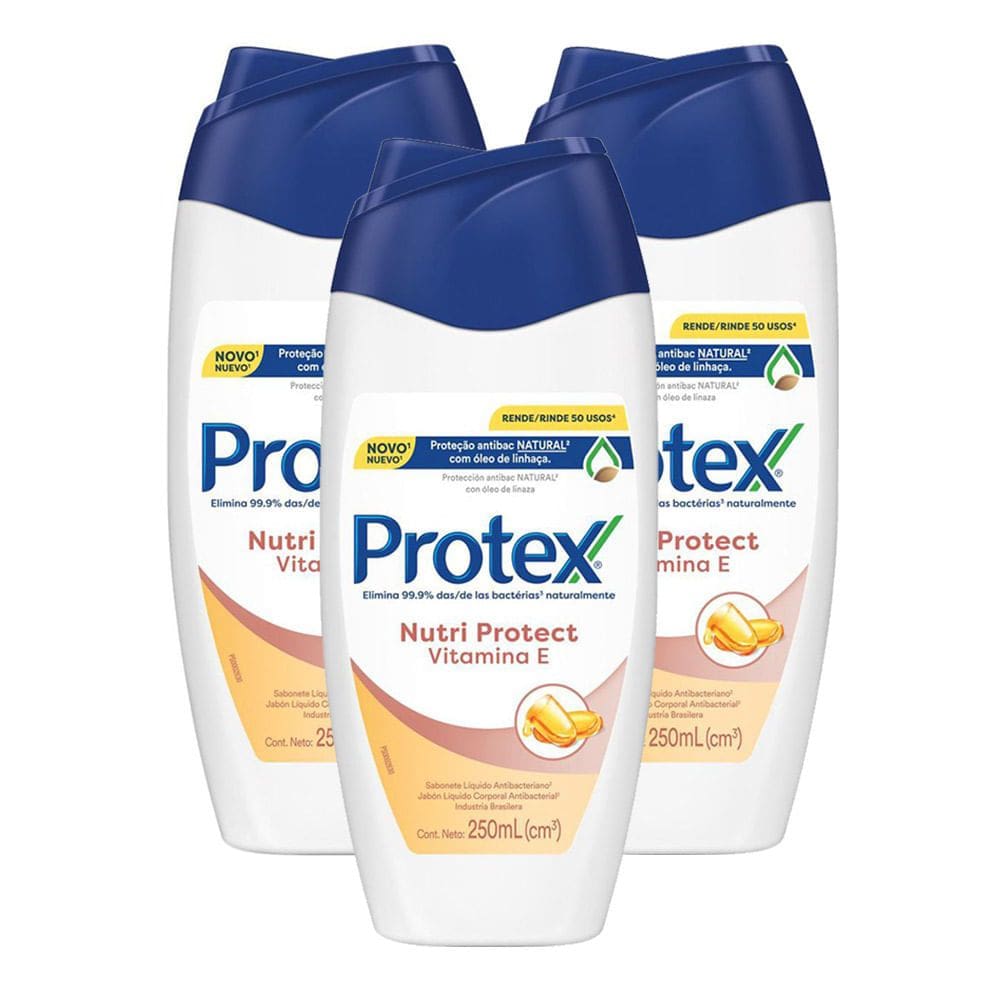 Sabonete Líquido Protex Vitamina E com 250ml Kit com três unidades
