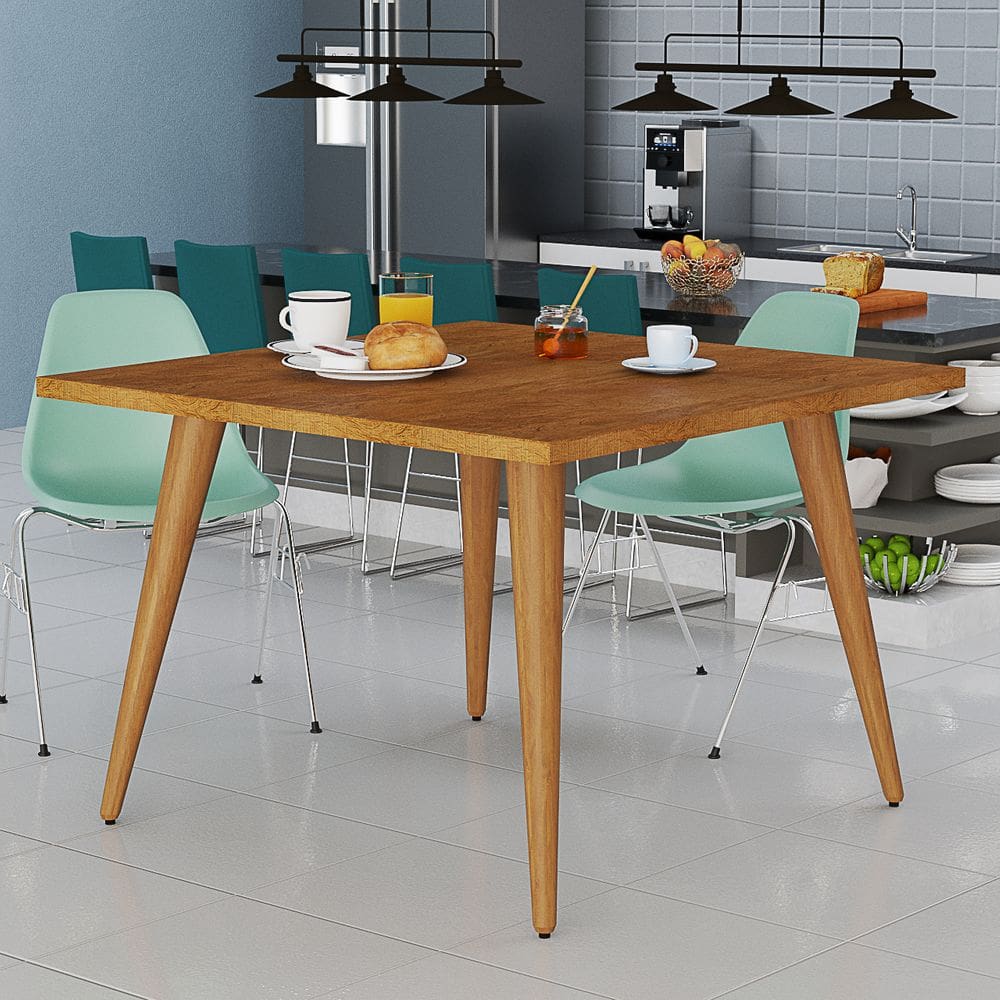 Mesa De Jantar Cozinha Compacta 80x80cm Estilo Retrô Pé Palito MDF
