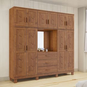 Guarda Roupa Capelão 10 Portas 3 Gavetas Linha Cobre 1278C Castanho Finestra