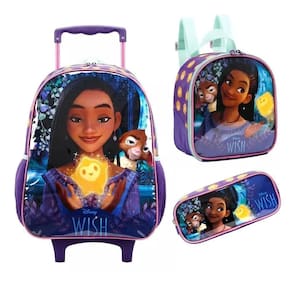 Kit Mochila Rodinha 16 Lancheira Estojo Disney Wish Xeryus