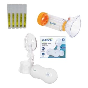 Kit Nebulizador Inalador + Soro 50 Ml + Espaçador G-tech