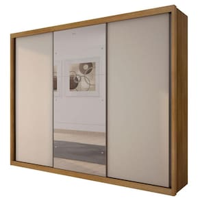 Guarda Roupa Casal Palazzo 3 Portas 6 Gavetas Cumaru 25 Fendi com Espelho – Novo Horizonte