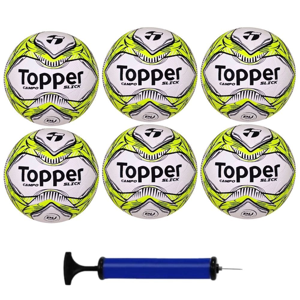 Kit Caixa 6 Bolas Campo Topper + 1 Bomba de Ar