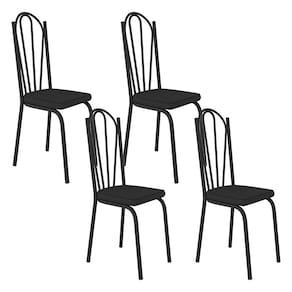 Kit Com 04 Cadeiras 121 Preta Corino Preto Artefamol