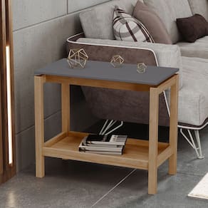 Mesa Lateral Barcelona Madeira Maciça e MDF 2150UC Tauari Concret Finestra
