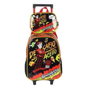 Kit Mochila Carrinho Lancheira Enaldinho Vermelho Luxcel