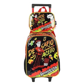 Kit Mochila Carrinho Lancheira Enaldinho Vermelho Luxcel