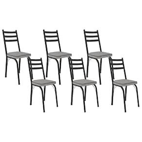 Kit Com 06 Cadeiras 141 Preta Corino Grafiato Artefamol