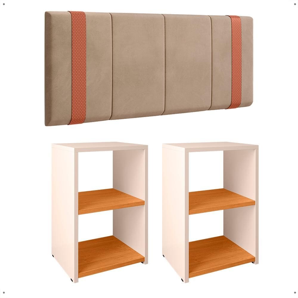 Kit 2 Mesinhas Lateral Pequena Cabeceira Suspensa Almofadada Cama Box Casal 1,40 Decoração Quarto - Lojas RPM