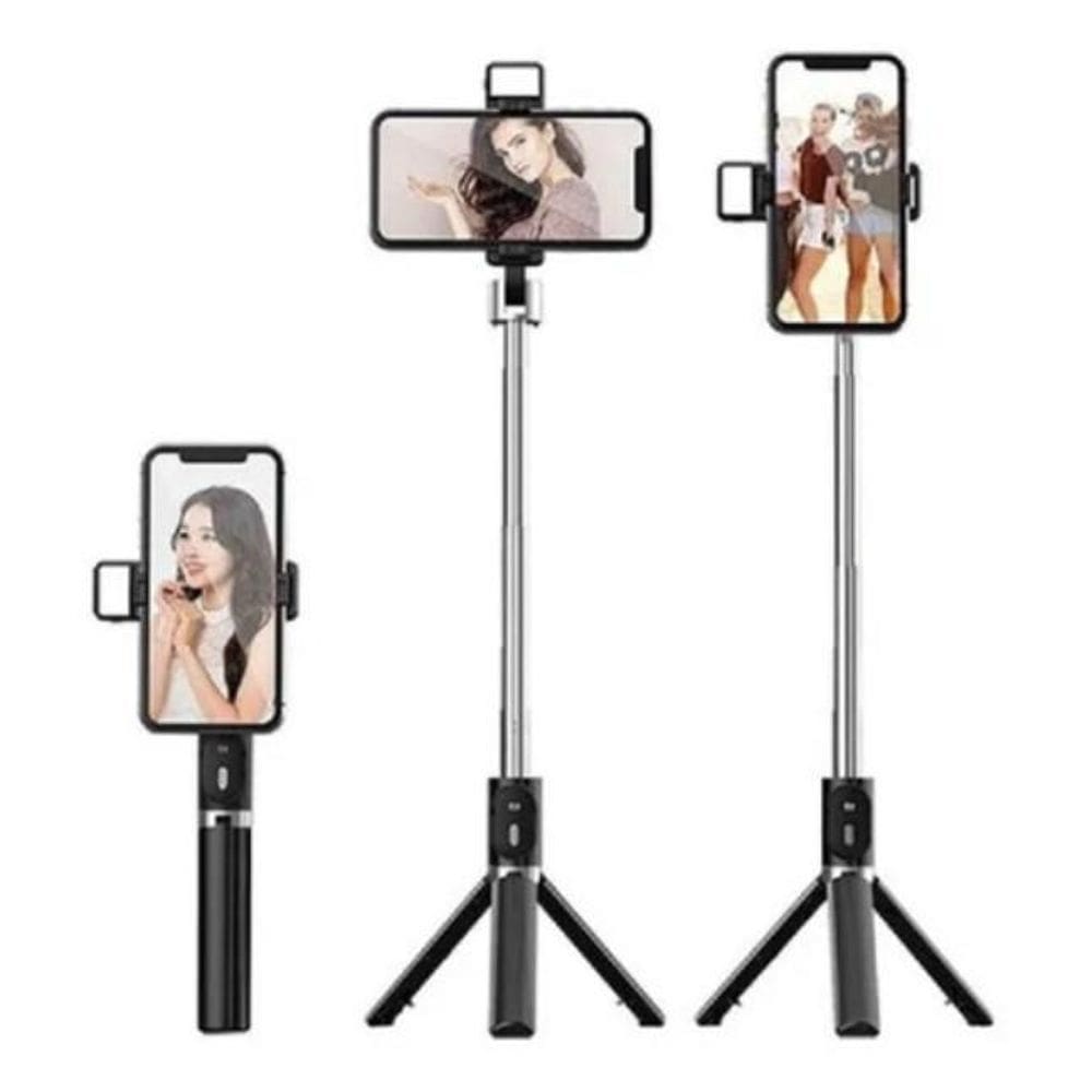Bastão Pau Selfie Mini Tripé Luz Led 2 Intensidades