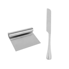 Espatula Raspador e Faca para Bolo Aço Inox Confeitaria 2un
