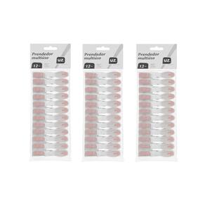Prendedor de Roupa Formato Anatomico Rosa Kit 36un