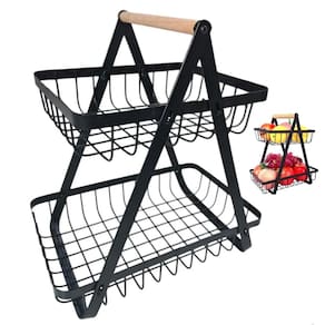Fruteira Cesto Duplo Aramado Cozinha Fruta Legumes Mesa Bancada Multiuso Moderno Escritorio Armario Estante Resistente