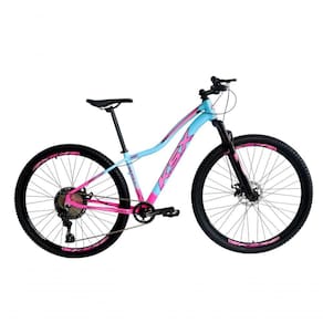 Bicicleta Aro 29 Ksx Sd7 Feminina 12v Garfo Com Trava K7 11/50 Freios Hidráulicos Kit 1x12 - Rosa/azul Tam. 15