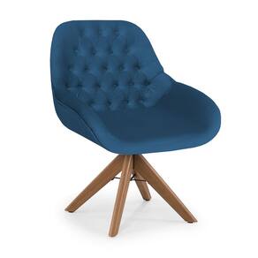 Poltrona Base Giratória Madeira Capitonê Zari Decor