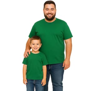 Kit Camisetas Tal Pai Tal Filho Básica Lisa Verde Papai Tamanho Plus Size