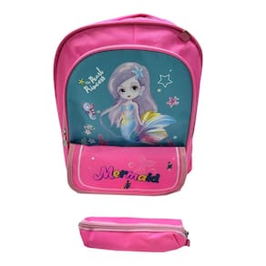 Mochila Infantil c/Estojo Dino/Sereia - Rosa - Quanhe