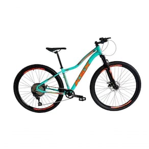 Bicicleta Aro 29 Ksx Sd7 Feminina 12v Garfo Com Trava K7 Freios Hidráulicos Kit 1x12 - Verde Tiffany/laranja Tam. 17