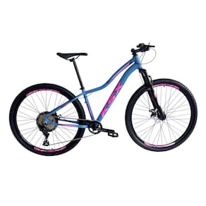 Bicicleta Aro 29 Ksx Sd7 Feminina 12v Garfo Com Trava K7 11/50 Freios Hidráulicos Kit 1x12 - Azul/rosa Tam. 17