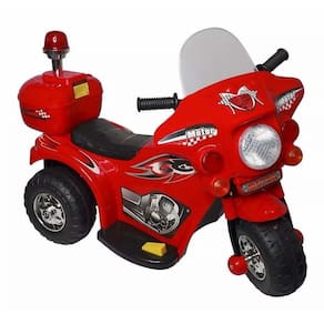 Moto Eletrica Vermelha da Policia 6V Luz e Som e Bagageiro