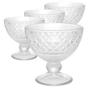 Jogo com 4 Taças para Sobremesa Bico de Abacaxi de Vidro Transparente 260ml