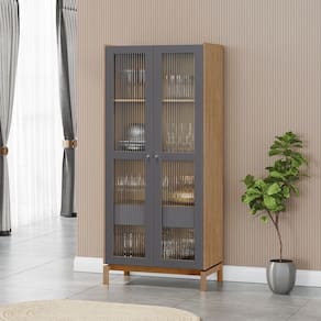 Cristaleira 1,80 2 Portas 1 Gaveta Barcelona Madeira Maciça 2157UC Tauari Concret Finestra