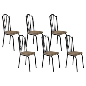 Kit Com 06 Cadeiras 121 Preta Corino Rattan Artefamol