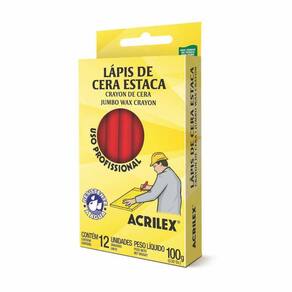 Lápis De Cera Estaca Vermelho Fogo Acrilex 507