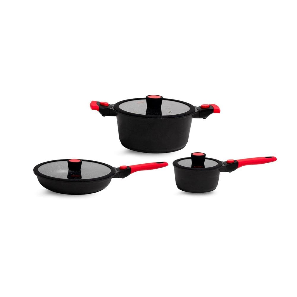 Conjunto de Panelas Antiaderentes Mármore Autêntico Chef 3pç