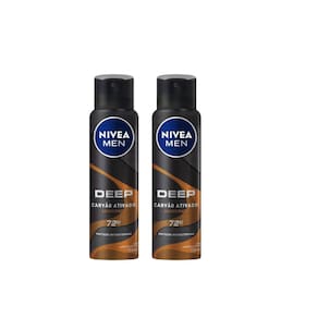 Kit 2X 150ml Desodorante Nivea Men Deep Amadeirado Aerosol Antitranspirante 48h