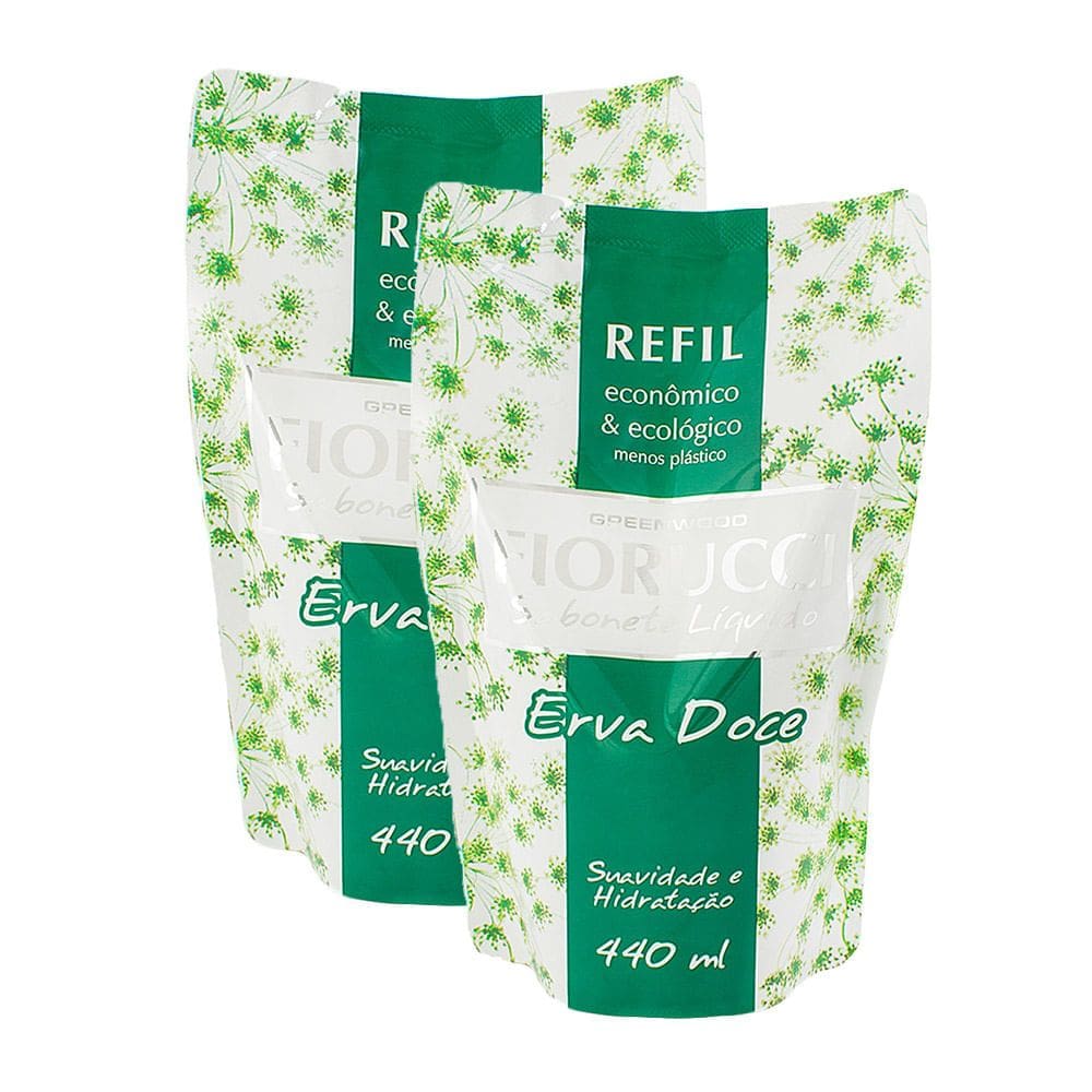 Sabonete Líquido Fiorucci Erva Doce Refil 440ml Kit com duas unidades